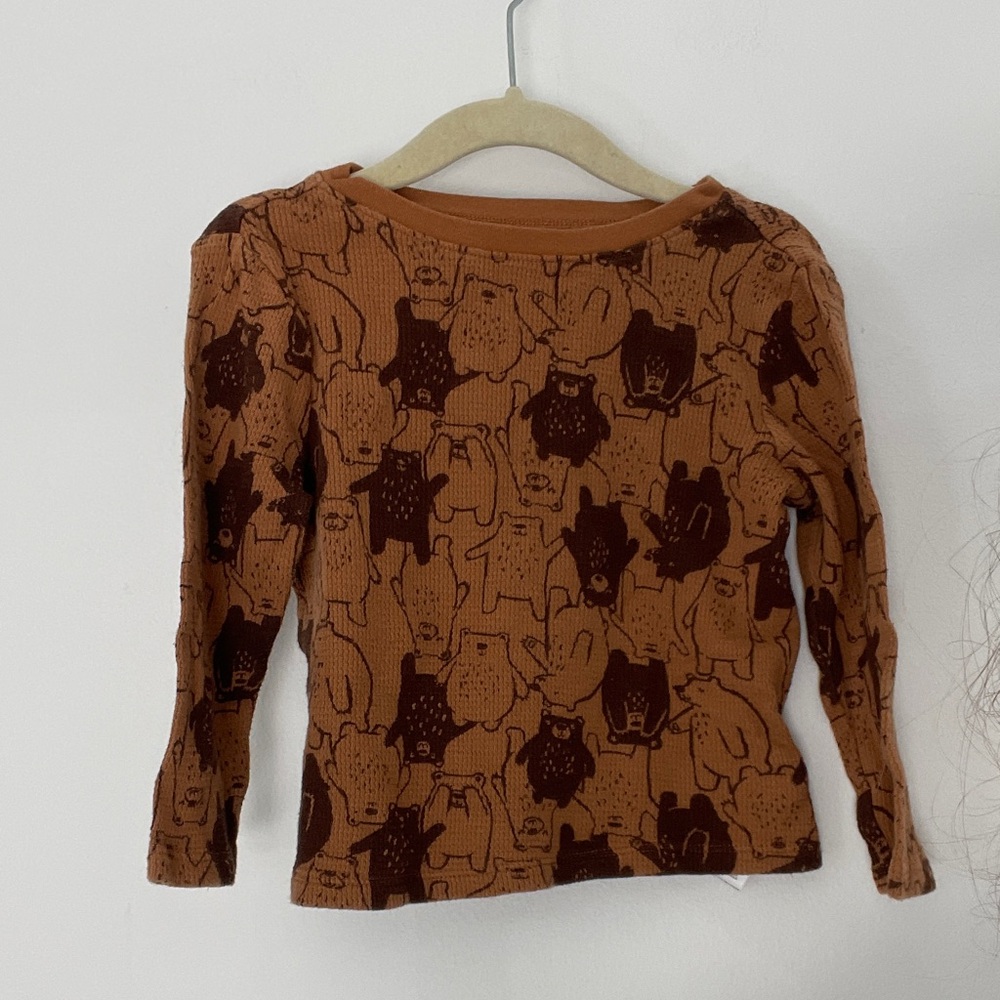 Old Navy Brown Bear Print Long Sleeve Tee